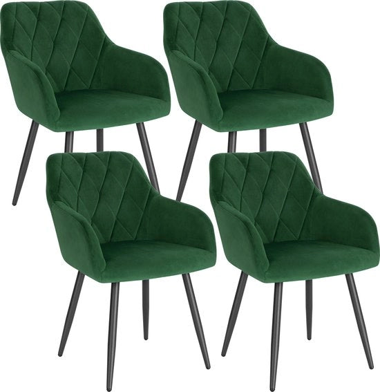 Set da Sala da Pranzo in Velluto per 4 Persone - Sedile da Pranzo - Stile, Ergonomico e Comodo - Verde