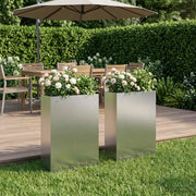 Vaso da giardino 2 pz Argento 40 x 20 x 75 cm Acciaio Inox 8005437