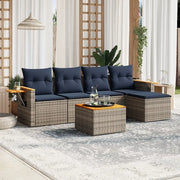 Set Divani da Giardino 6 pz con Cuscini Grigio in Polyrattan 3226768