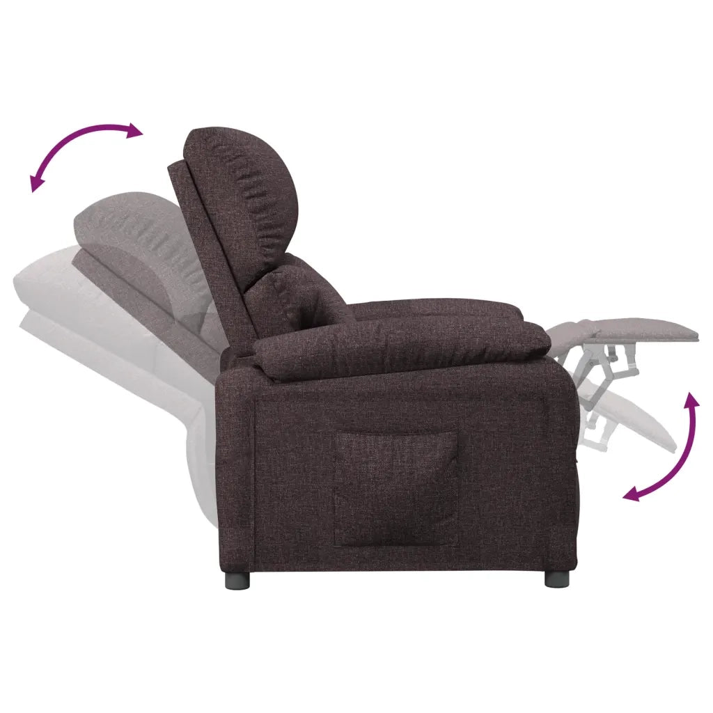 Poltrona Reclinabile Marrone Scuro in Tessuto 342455