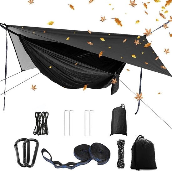 Set di lettini da campeggio - ideale per l'esterno - nero - tessuto resistente