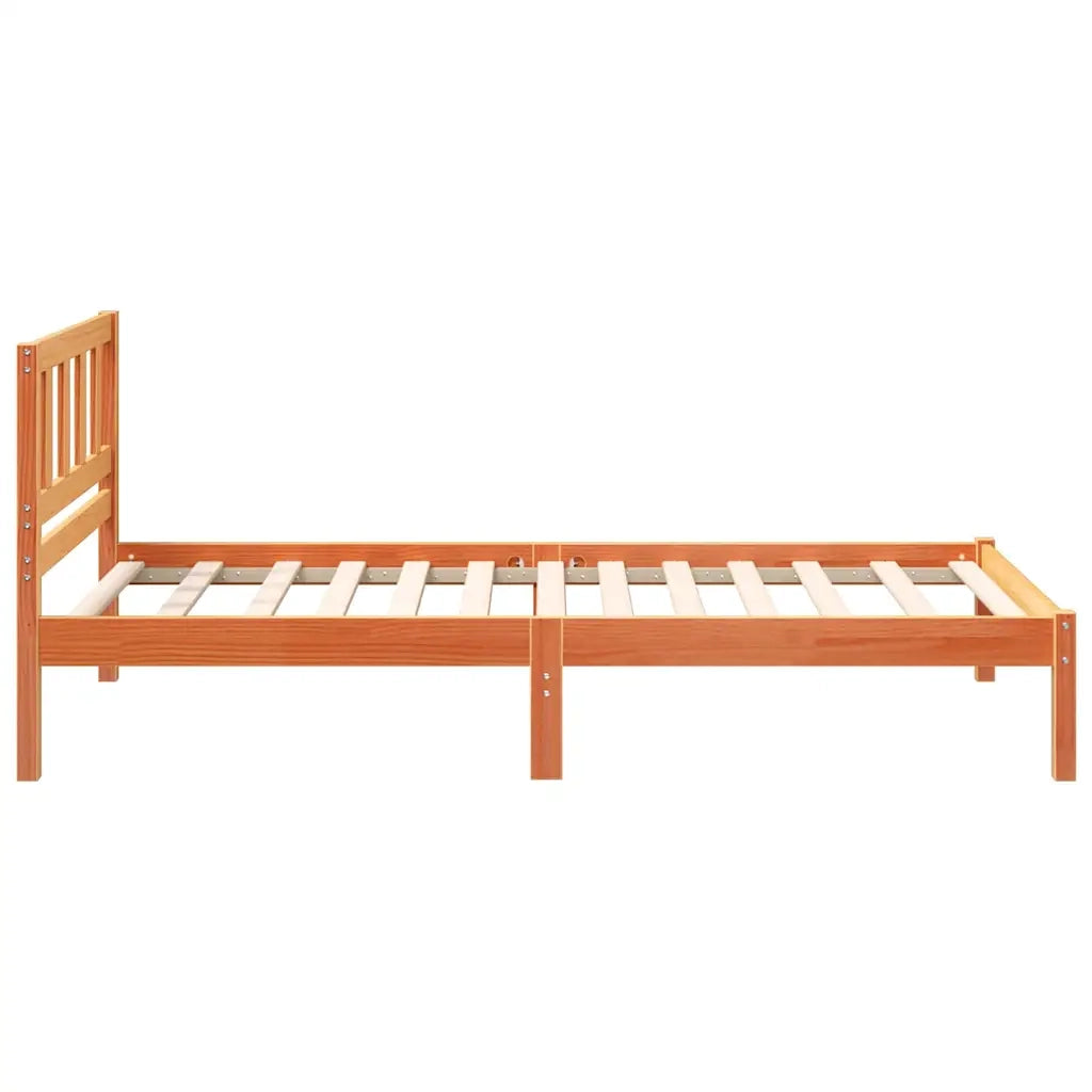 Letto singolo | Letto per adulti | Struttura del letto Marrone cerato 80 x 200 cm Pino massello