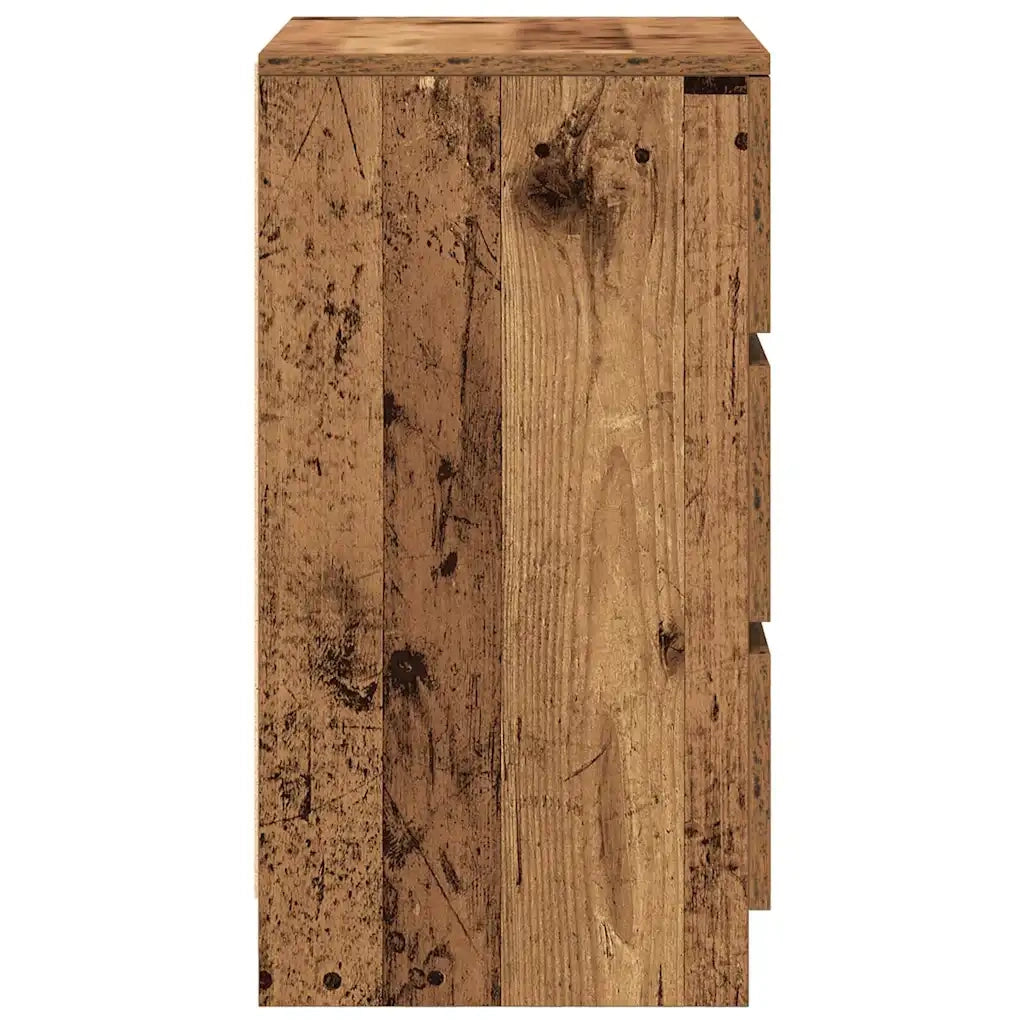Comodini con 3 Cassetti 2 pz Legno Antico 39x35x65 cm 861352
