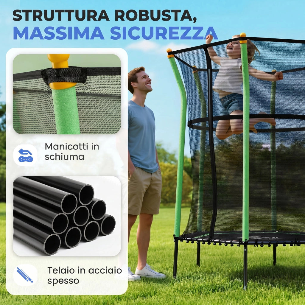 Trampolino Elastico per Bambini ¨C Minimal ¨C Verde 163.5x190 cm