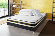 Pacchetto letto completo - Materasso 140x190cm + Box spring con doghe (kit) + 2 cuscini + Piumone - Flexy