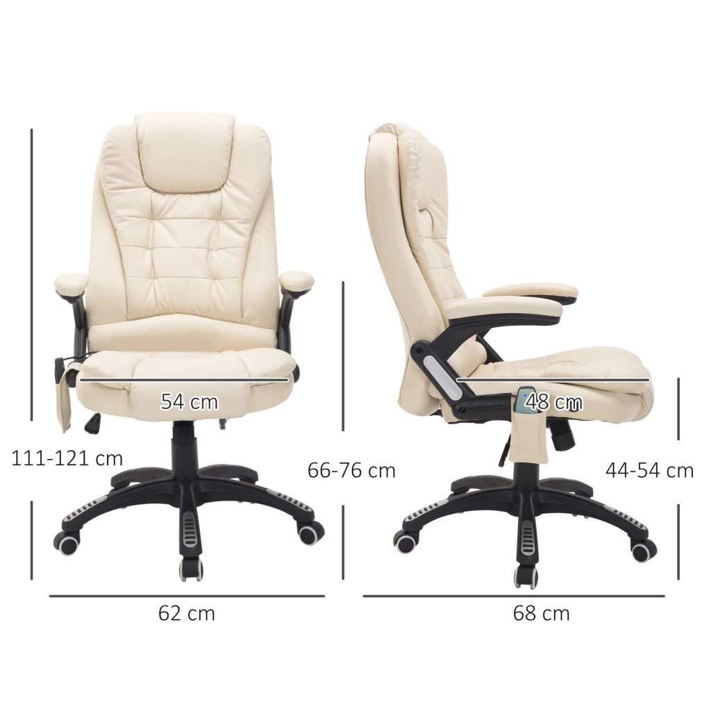 Sedia da ufficio con massaggio e riscaldamento ¨C zephmum ¨C regolabile in altezza, crema e nero