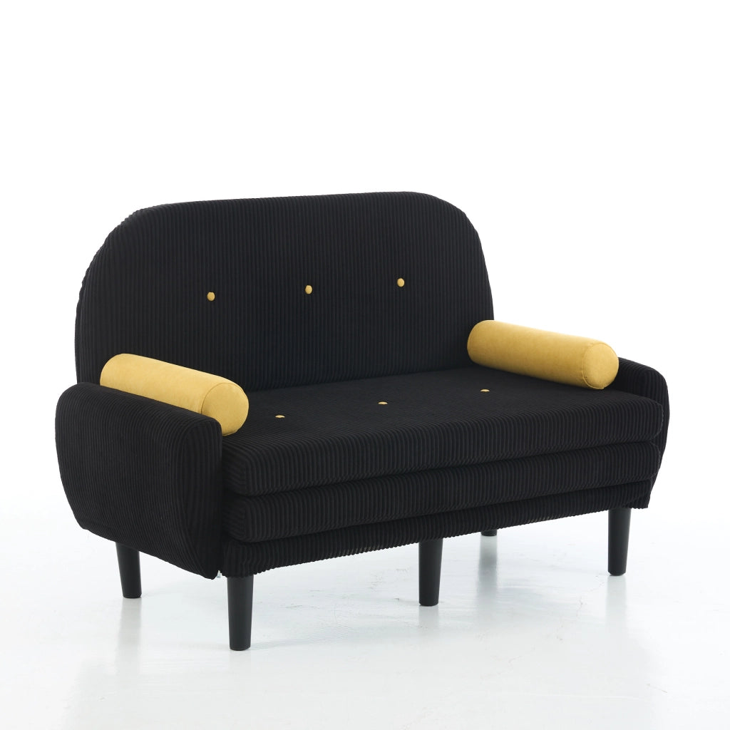 Divano Loveseat con Vano Contenitore ¨C MINIMAL ¨C Nero, Tessuto a Coste