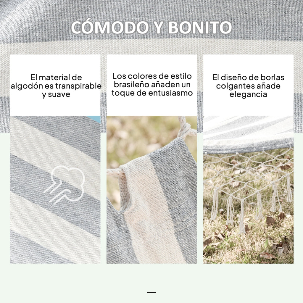 Amaca da giardino ¨C Minimal ¨C grigio e crema 200x100 cm in legno