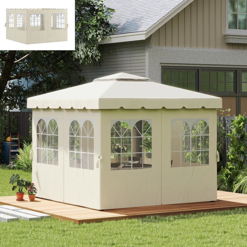 Pergola 3x3 m con Finestre e Tende Regolabili ¨C Minimal ¨C Beige