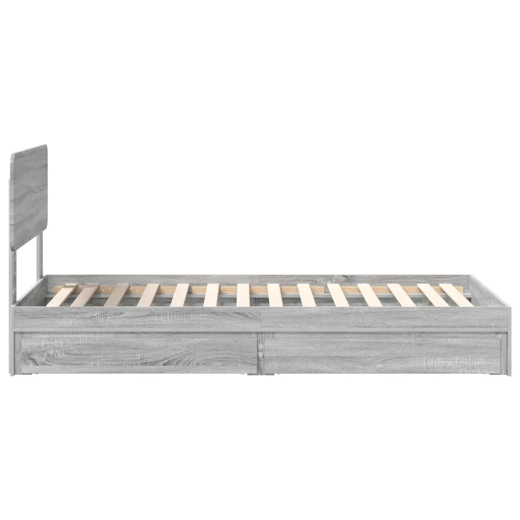 Letto con Contenitore con testiera Grigio Sonoma 100 x 200 cm 3412309