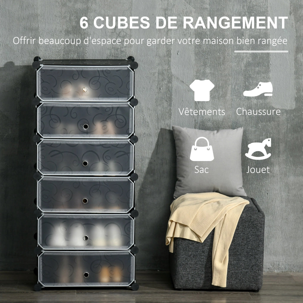 Mobile contenitore modulare 6 cubi scarpe ¨C Minimal ¨C nero