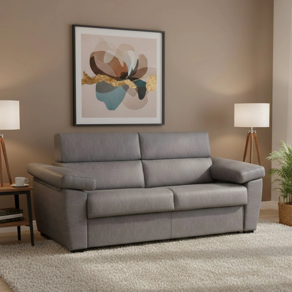 Pacecos, Divano Letto 3 Posti Sfoderabile Made in Italy, 225x95 cm Grigio