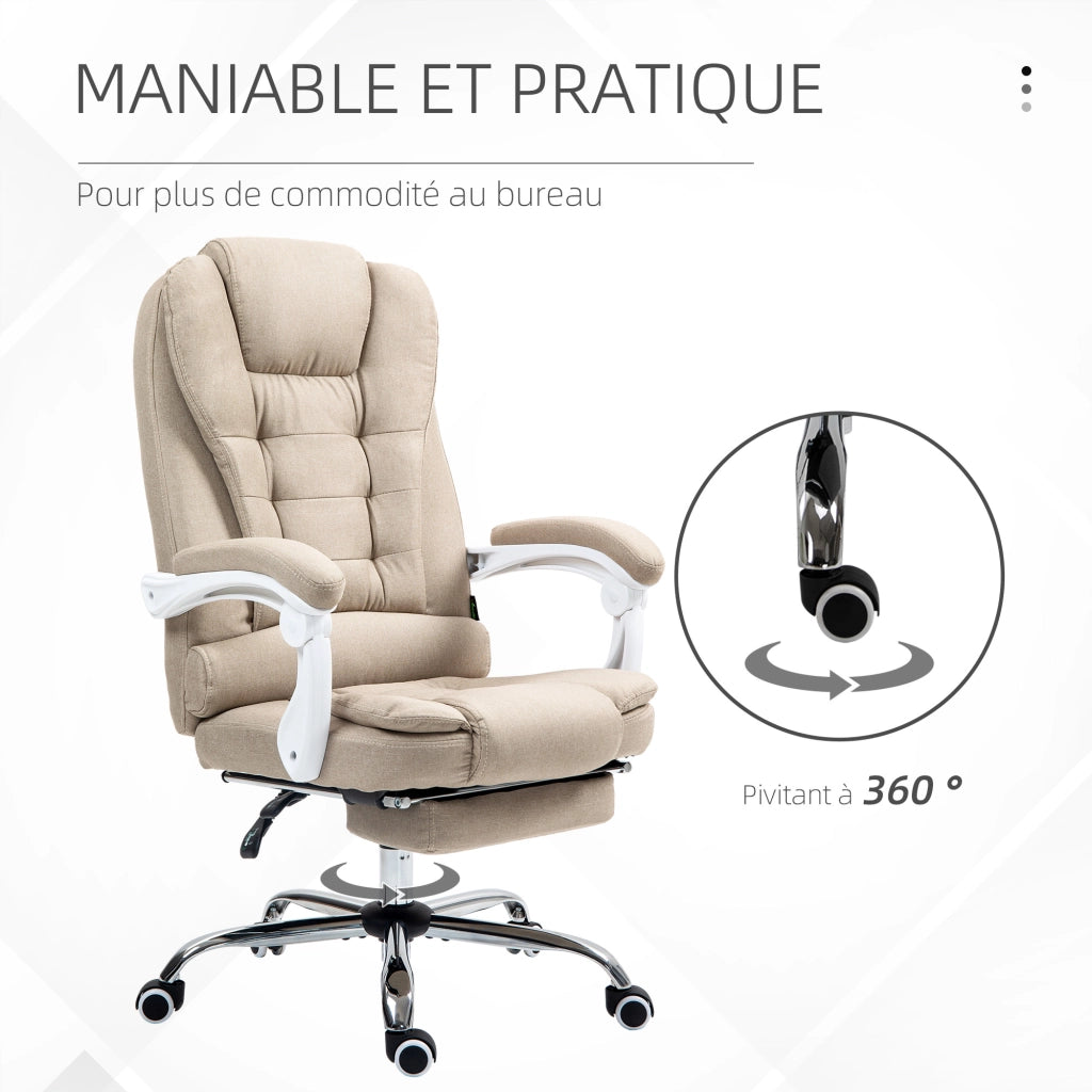 Poltrona da ufficio reclinabile con poggiapiedi e braccioli ¨C zephmum ¨C beige