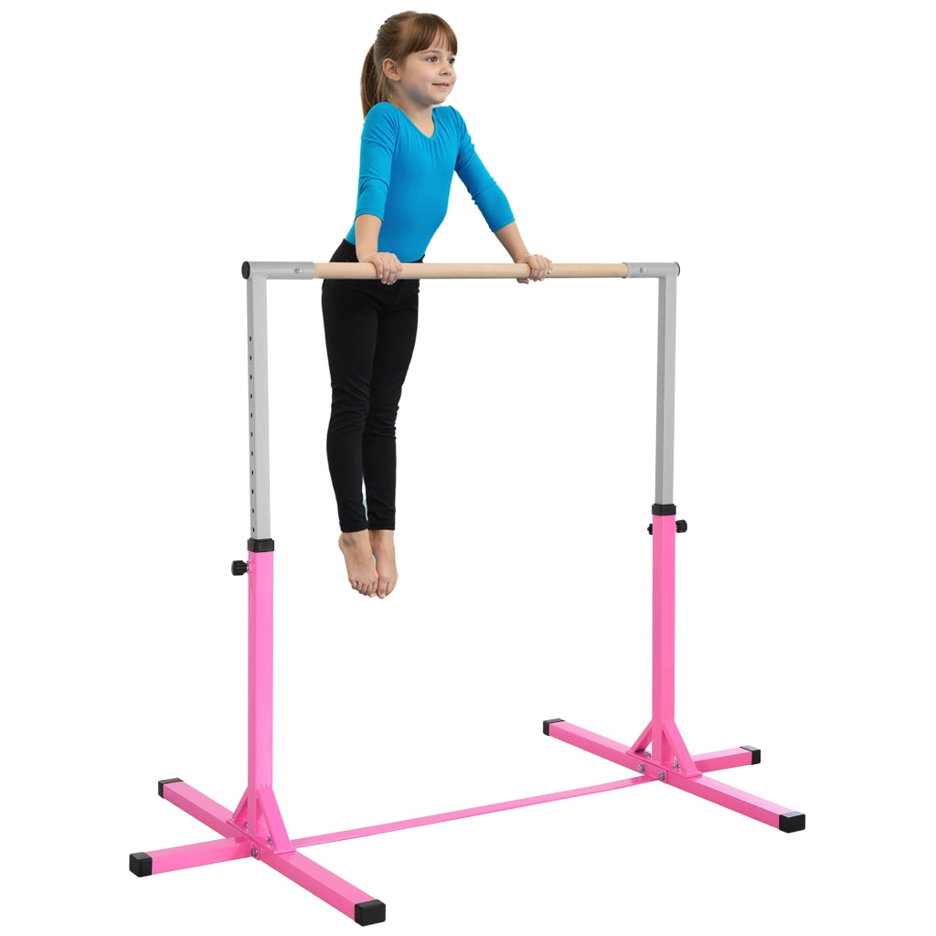Sbarra per Ginnastica Bambini ¨C Minimal ¨C Rosa, Legno e Metallo, Regolabile