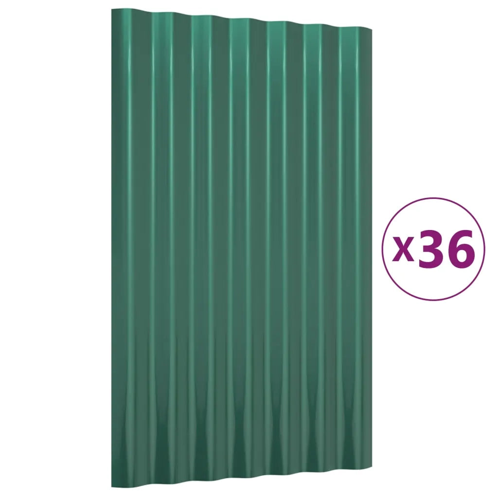 Pannelli Tetto 36pz Acciaio Verniciato a Polvere Verde 60x36 cm cod mxl 58183