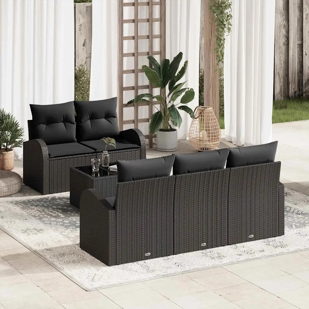 Set Divano da Giardino Nero 55 x 55 x 37 cm polyrattan 3345923