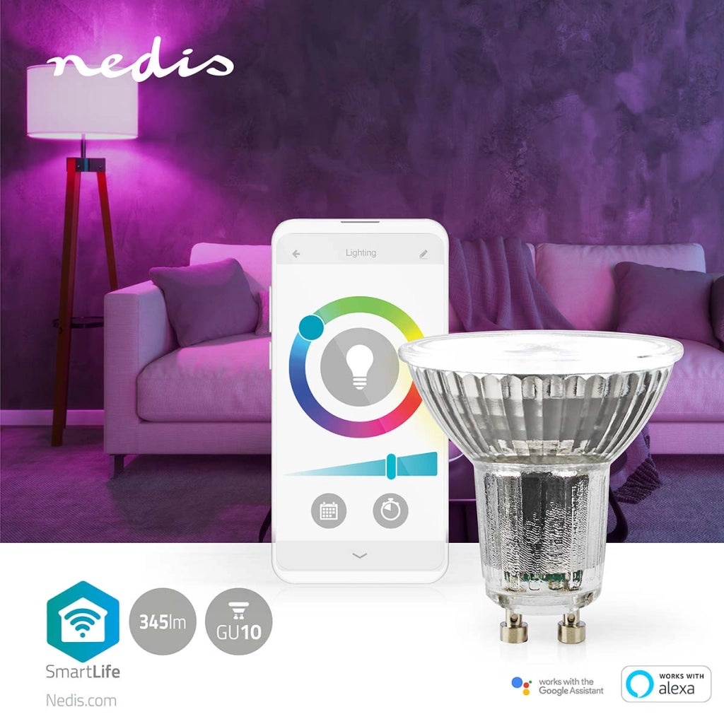SmartLife RGB LED Lampada spot da incasso 5W GU10 345lm 6500K Argento Nedis