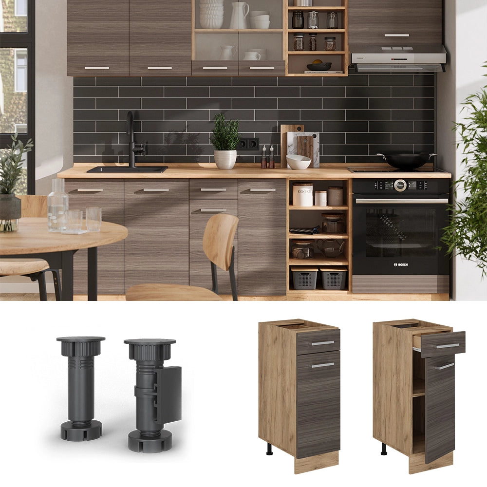 Vicco Mobiletto base per cucina Grigio nobile 30 cm senza piano di lavoro