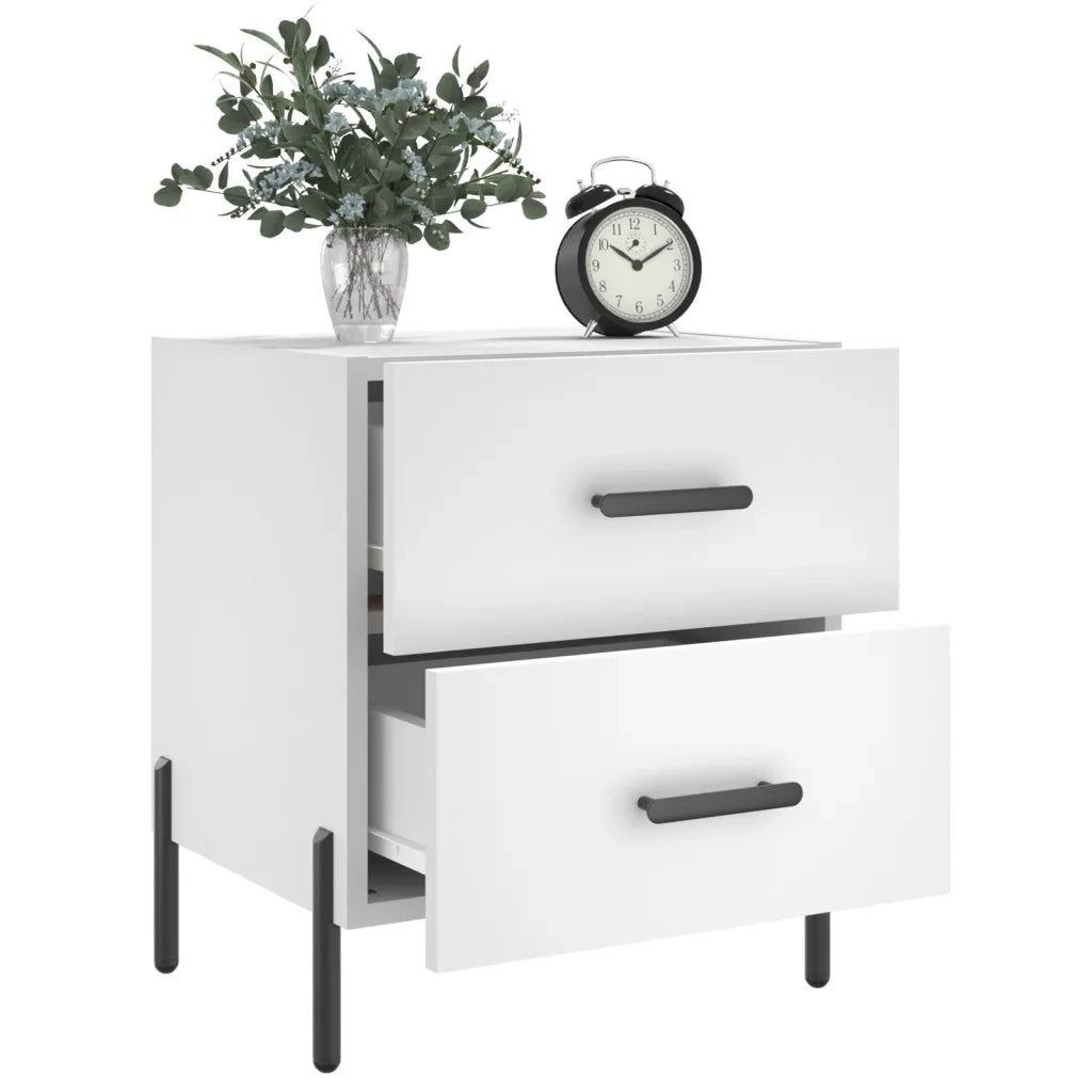Comodino Bianco 40x35x47,5 cm in Legno Multistrato 827324