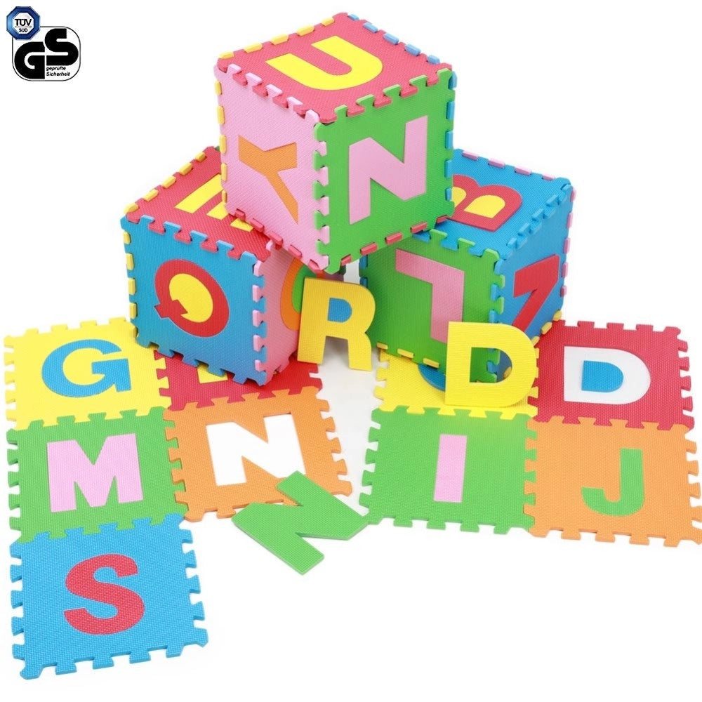 Trade Shop - Tappeto Puzzle Per Bambini Set 36 Pezzi Gioco Tappetino Lettere Alfabeto Gomma -
