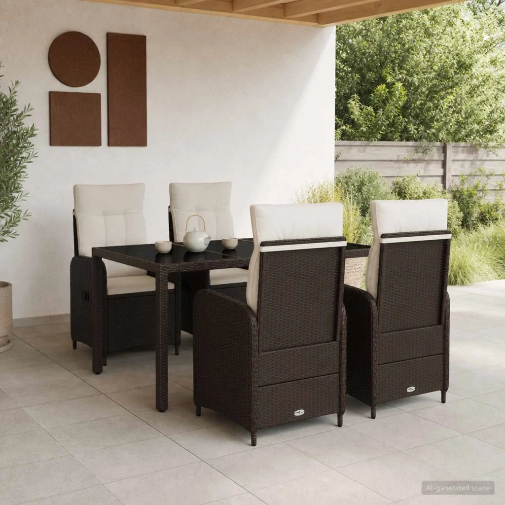 Set da pranzo per esterni 5 pz Marrone e Bianco Crema 3422314