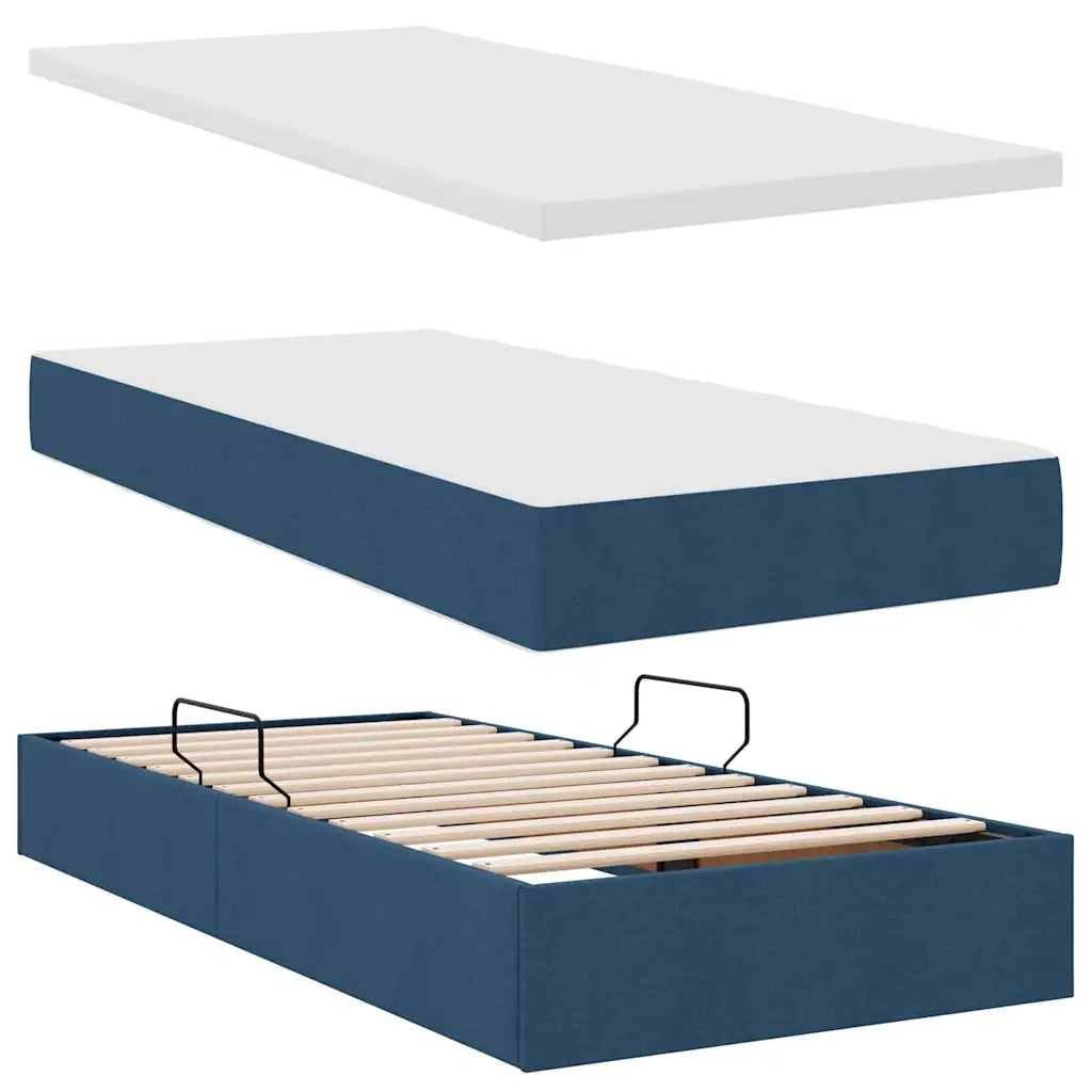 Letto con contenitore e LED con led Blu 90 x 200 cm Tessuto 3371060