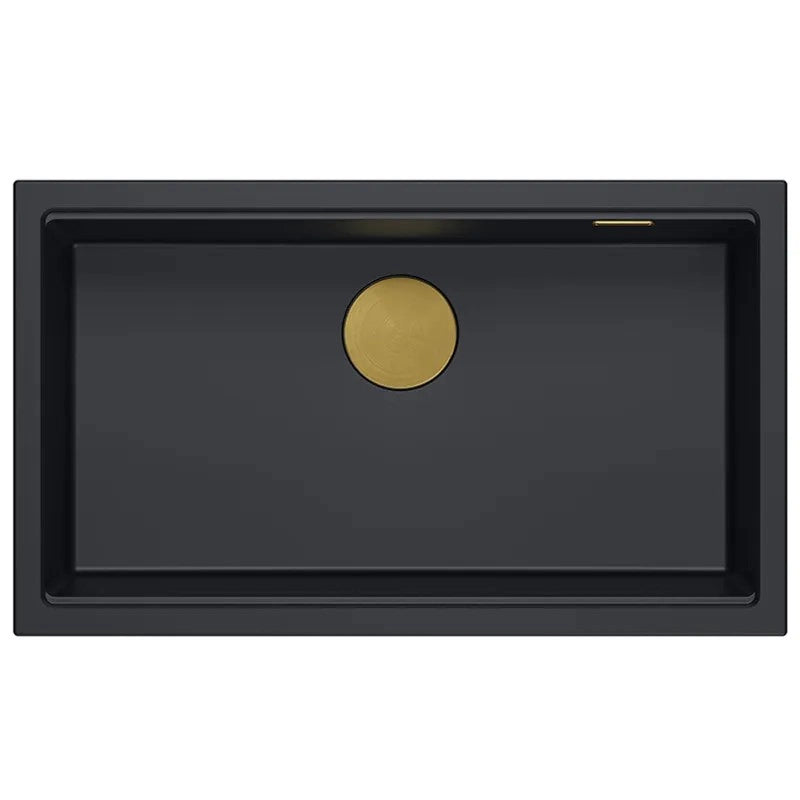 Lavello In Granito Logan 110 Black Tappo rame spazzolato