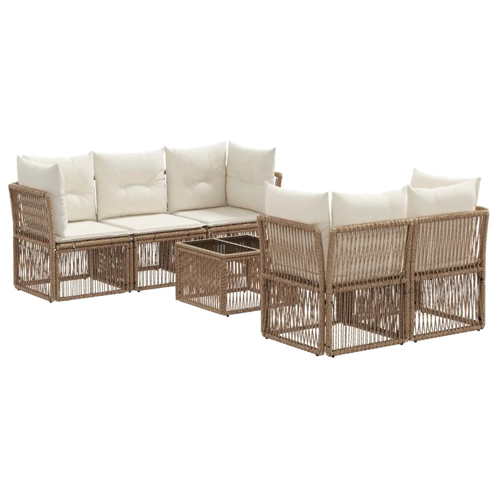 Set Divano da Giardino 6 pz Beige polyrattan 3434136