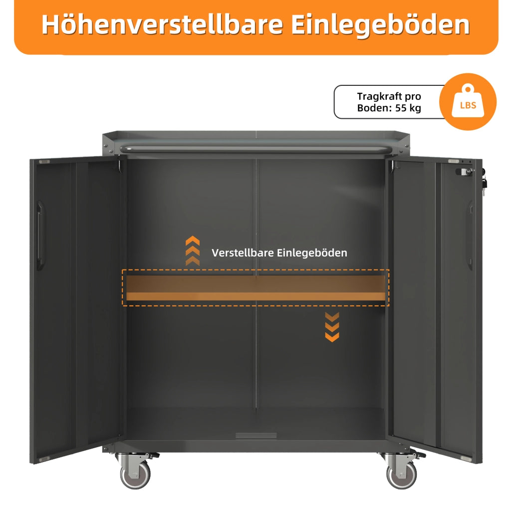 Armadio per Garage in Metallo con Ruote ¨C Zephmum ¨C 75x42x88 cm