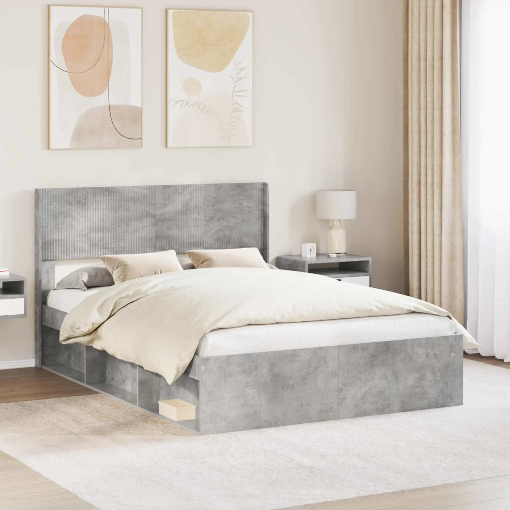 Struttura del letto con stoccaggio e testata Grigio Cemento 3414222