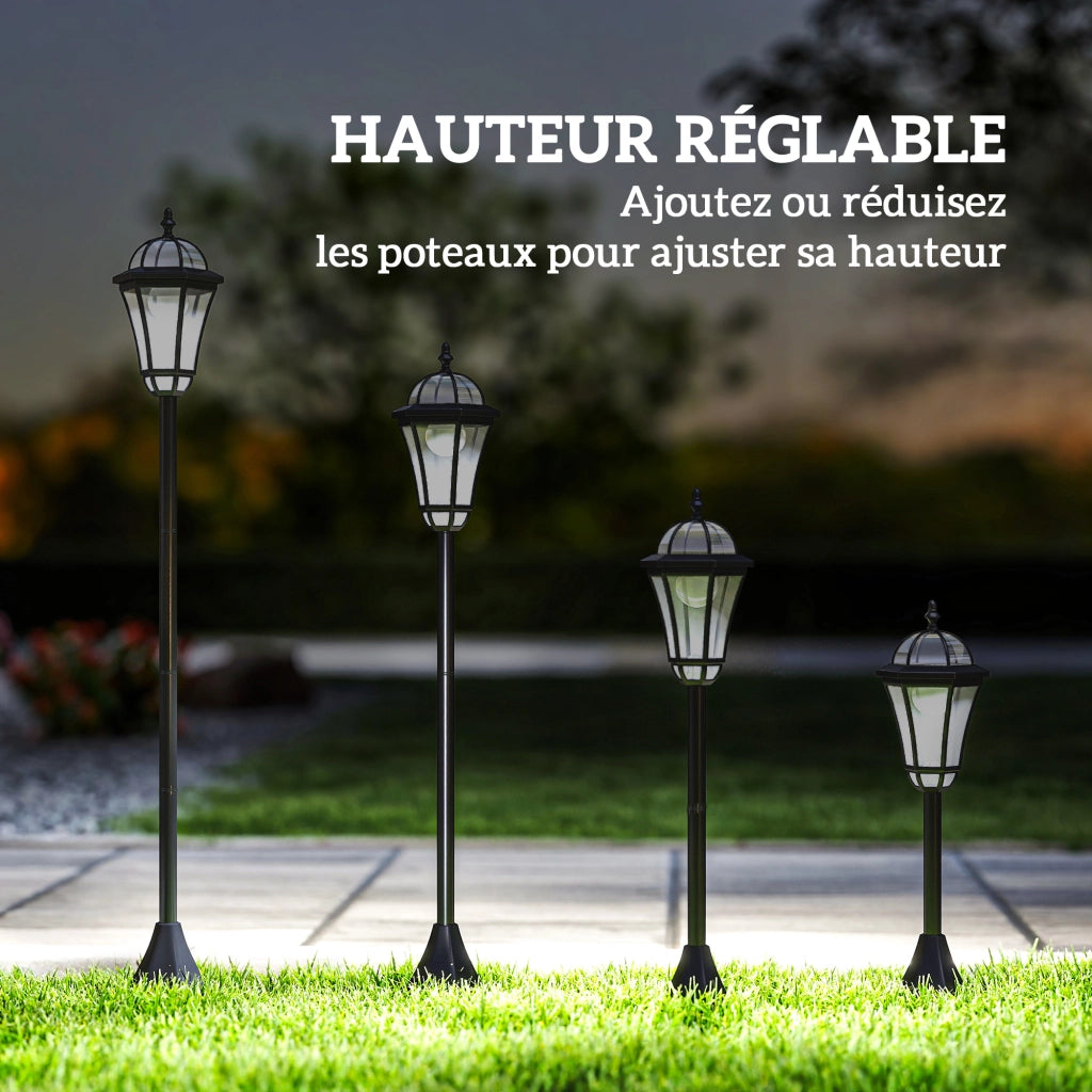 Lampione Solare da Giardino - Xylo - Set 2 Pezzi LED 6000K Nero IP44