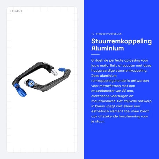 Compatibile per mountain bike - Stuurremkoppeling universale - Hendel di rimbalzo in alluminio - Blocco di protezione sterzo universale - Colore blu - Per motori e scooter