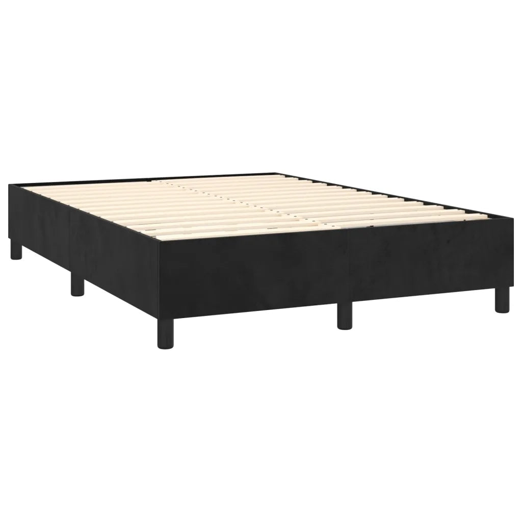 Letto a Molle con Materasso e LED Nero 140x190 cm in Velluto 3139621
