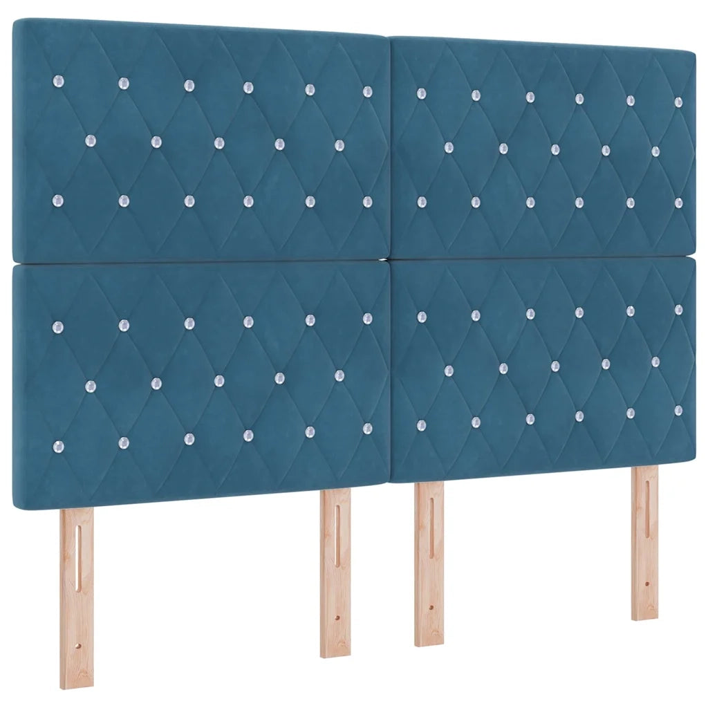 Letto a molle con materasso Blu Scuro 140 x 200 cm Velluto 3339774