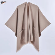 Sciarpa da donna, elegante mantello con cintura diagonale monocromatica