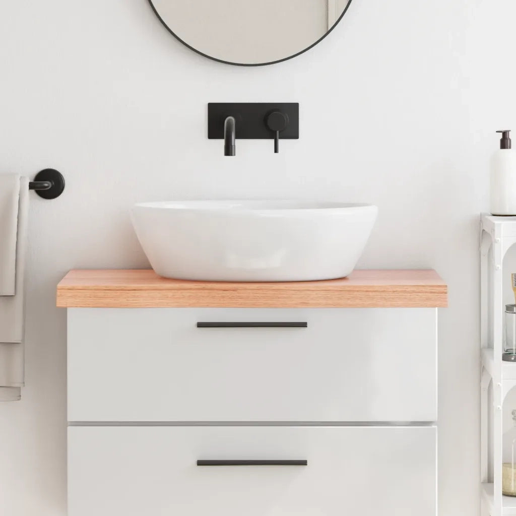 Piano Bagno Marrone 80x30x(2-6) cm Legno Massello Trattato CFW3658875
