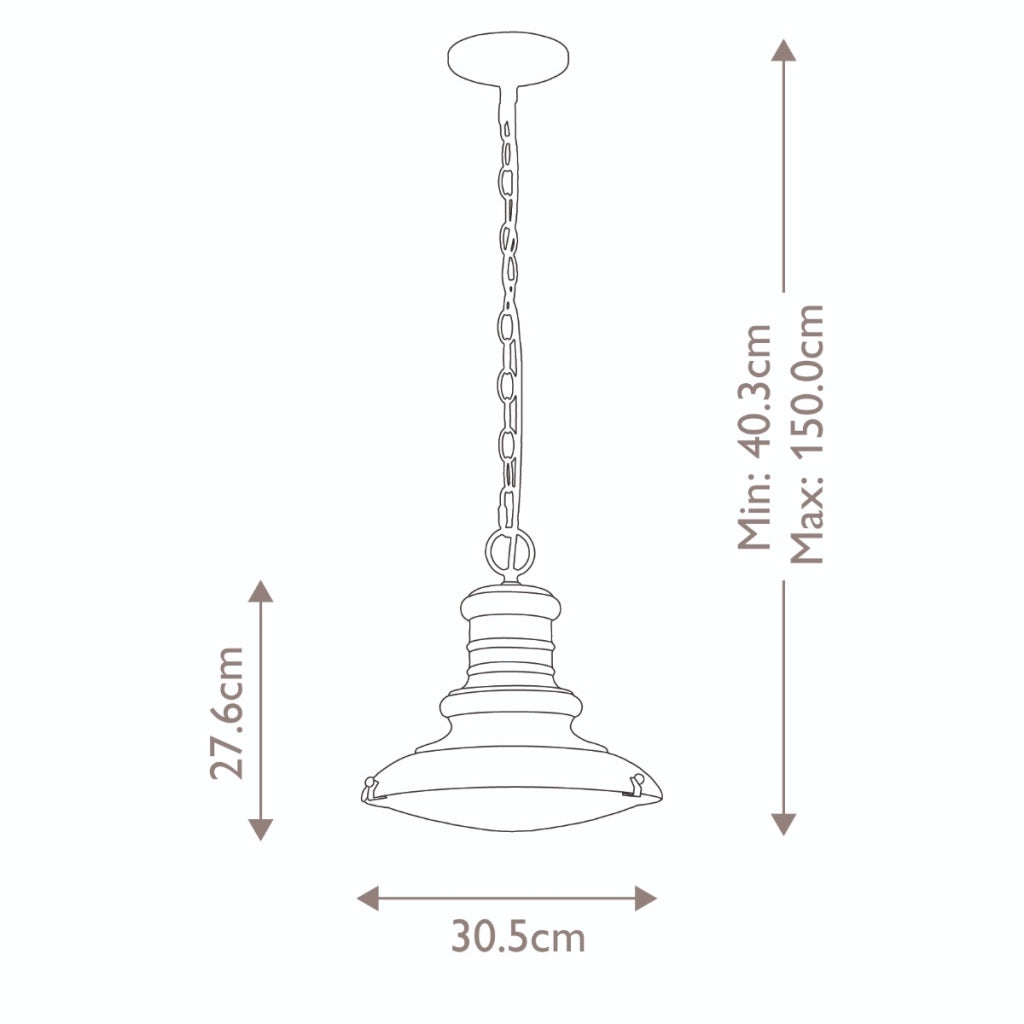 Lampada sospesa esterna classica bronzo E27 Feiss Redding