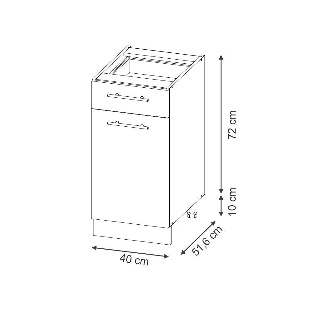 Mobiletto base per cucina Fame-Line Pannello in quercia/Rovere dorato 40 cm, PL Rovere Vicco