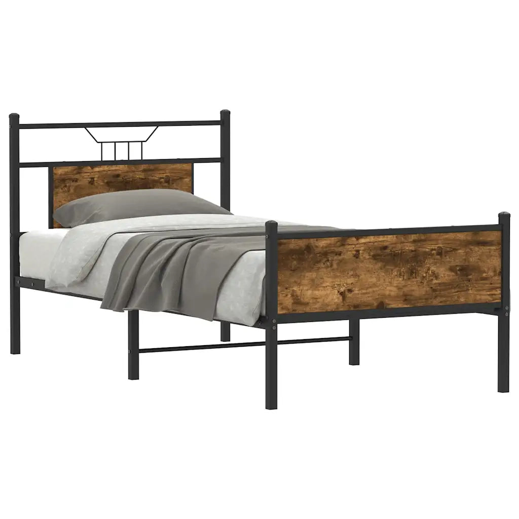 Giroletto senza Materasso-Struttura Letto Rovere Fumo 90x190 cm in Truciolato 646674