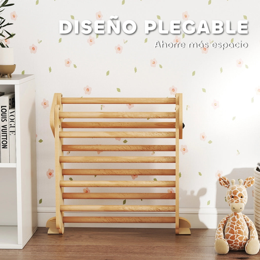 Triangolo di arrampicata Montessori in legno pieghevole con arco e rampa ¨C Xylo ¨C 188x70 cm naturale