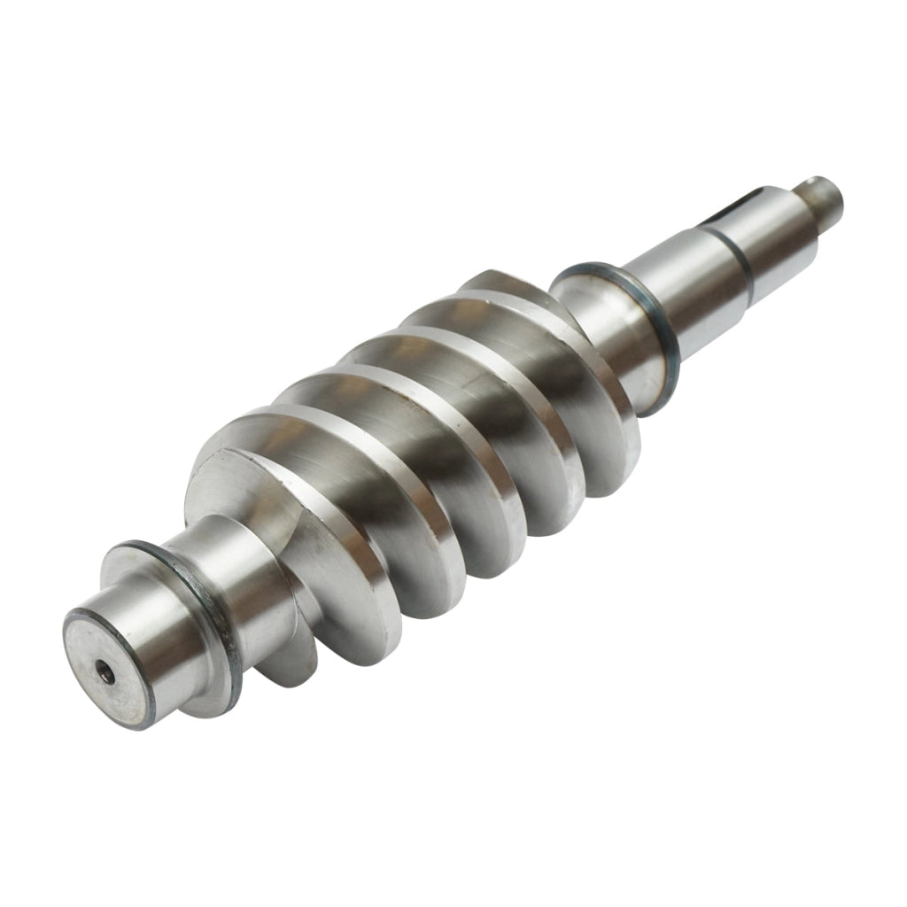 Set pignone in bronzo con vite senza fine per verricello di trattore forestale.