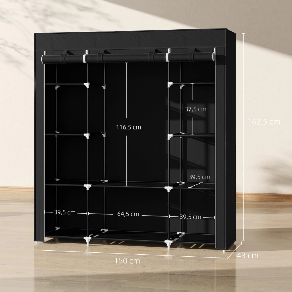 Armadio con Ante ¨C zephmum ¨C Tessuto, Nero, 150x43x162.5 cm