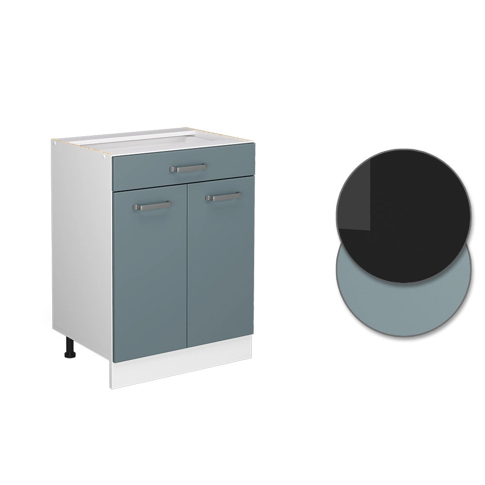 Vicco Mobiletto base per cucina Grigio-blu 60 cm con cassetto, PL Rovere
