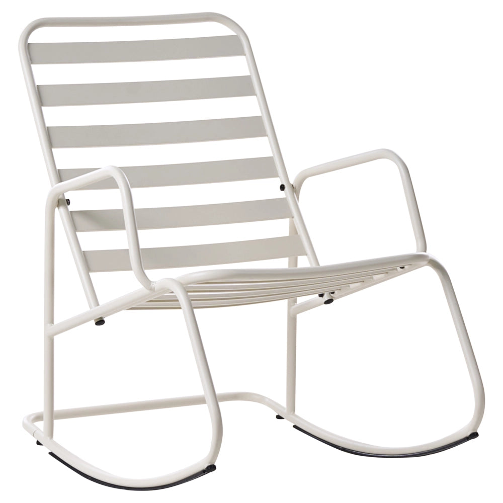 Sedia a dondolo da giardino bianco sporco alluminio a doghe Design moderno per esterni