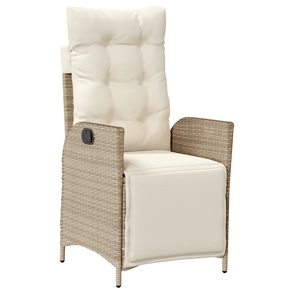 Set da Pranzo da Giardino 7 pz con Cuscini Beige in Polyrattan 3213358