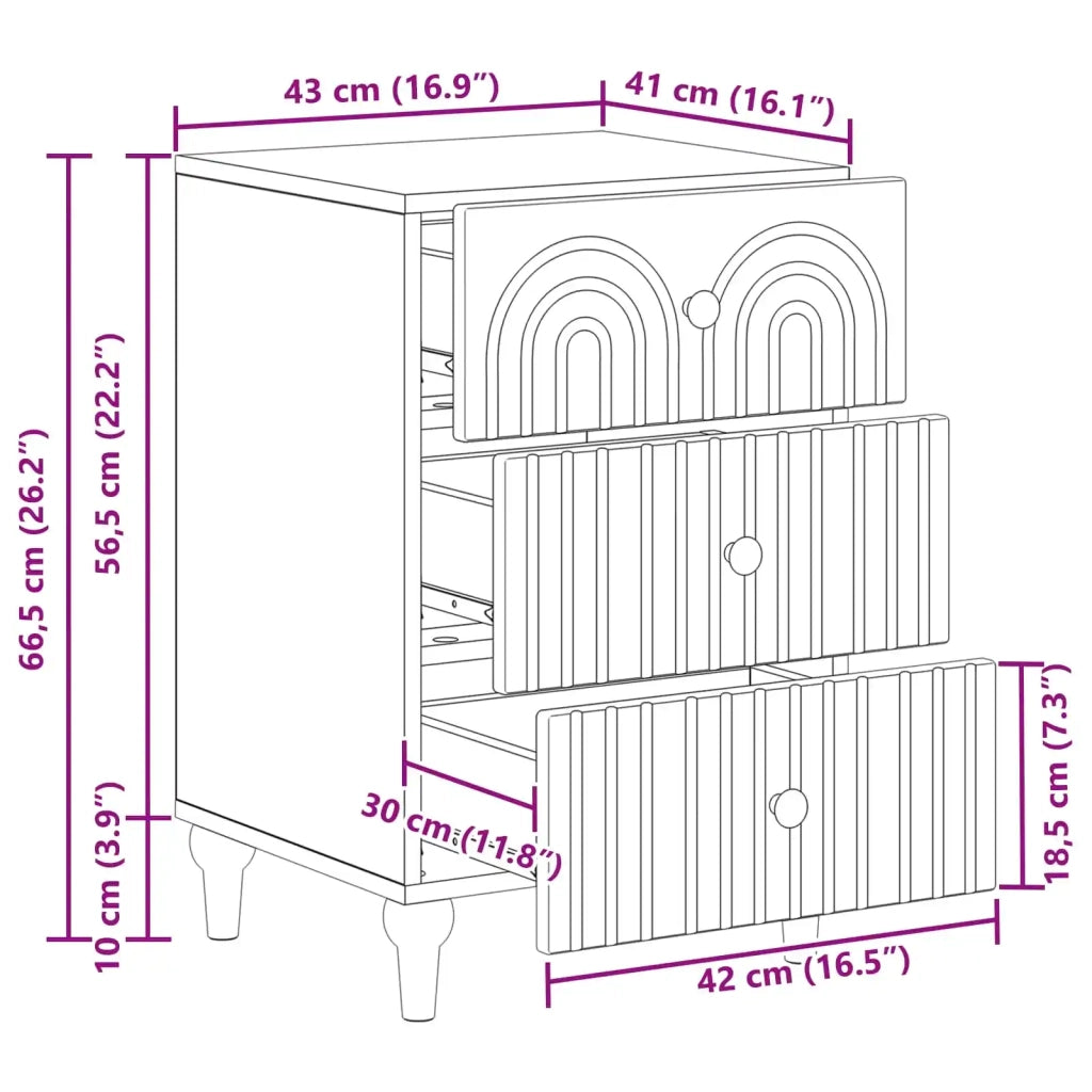 Comodino | Armadio da Notte | Mobiletto da notte Nero 43x 41 x 66,5 cm Legno ingegnerizzato