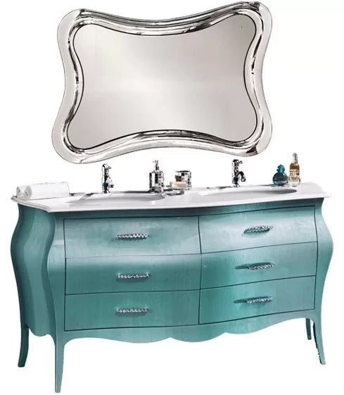 Mobile bagno con doppio lavabo - verde madreperlato 162x58x83