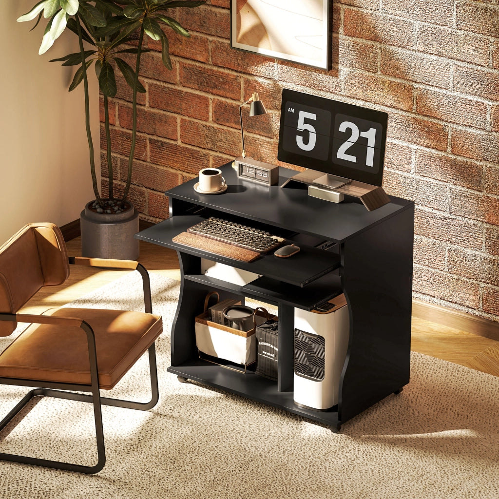 Scrivania con ruote e cassetti ¨C Minimal ¨C Nero 80x48x75 cm