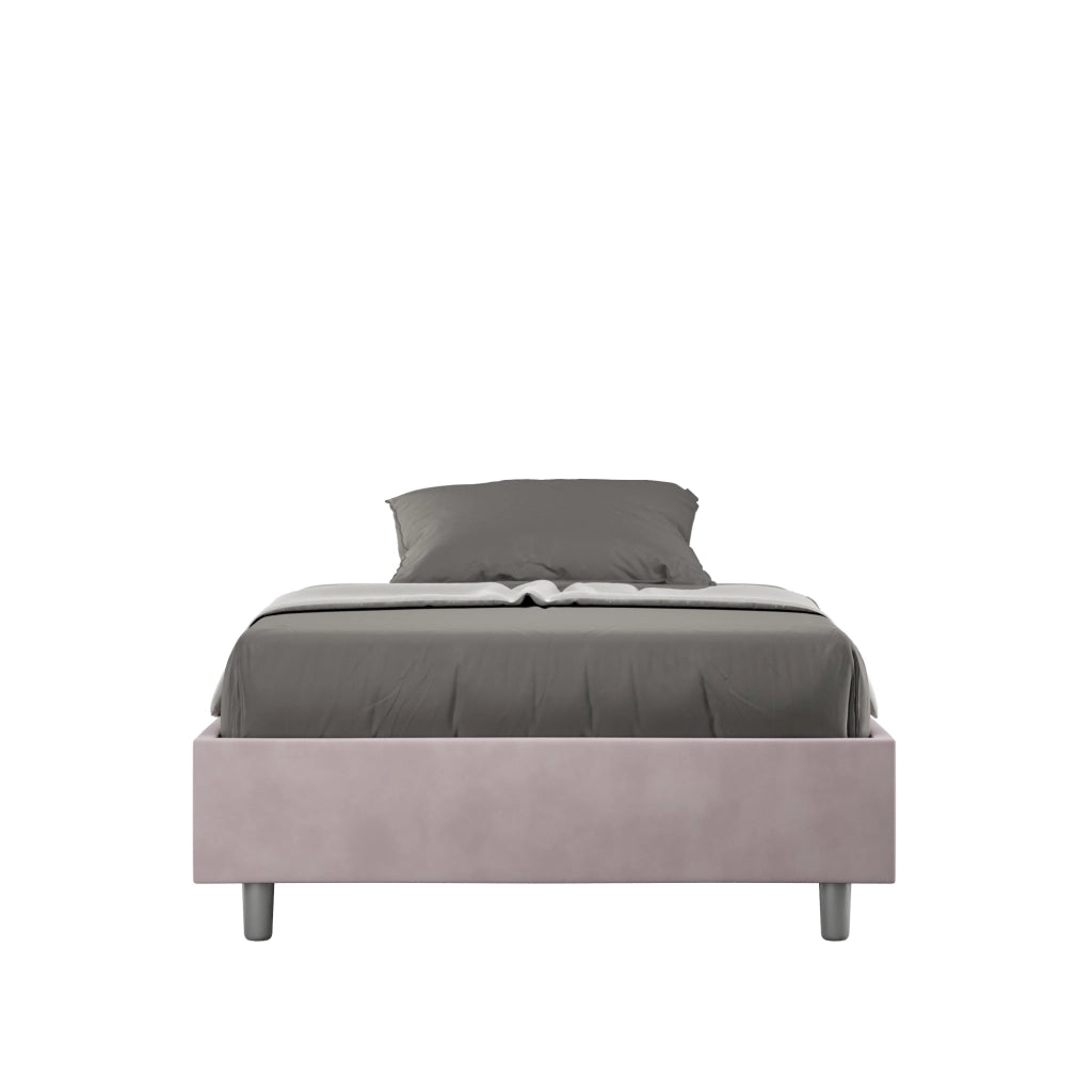 BS COM Letto una piazza e mezza con rete imbottito 130x190 microfibra glicine