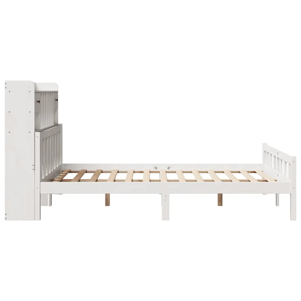 Letto matrimoniale | Letto per adulti | Letto Libreria senza Materasso Bianco 150x200 cm Legno di Pino